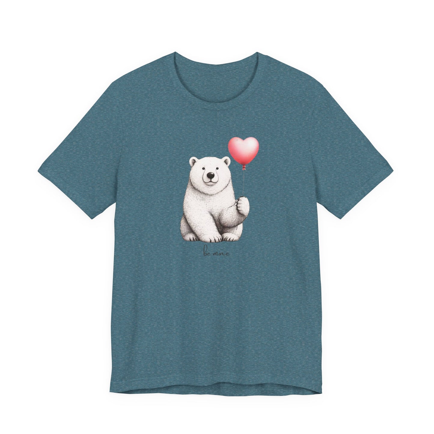 Be Mine Polar Bear T-Shirt, Heart Balloon Valentine Tee