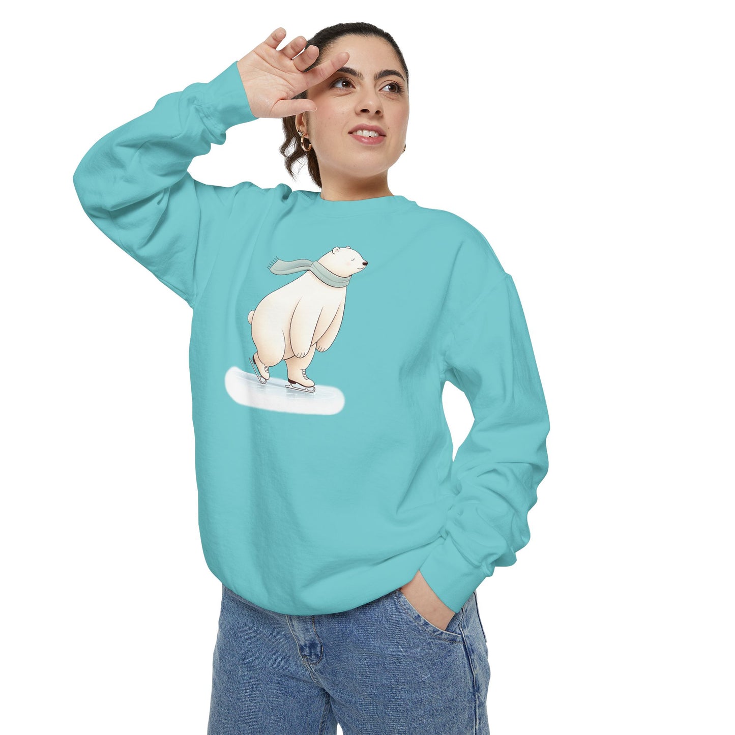 Ice Skating Polar Bear Comfort Colors Sweatshirt