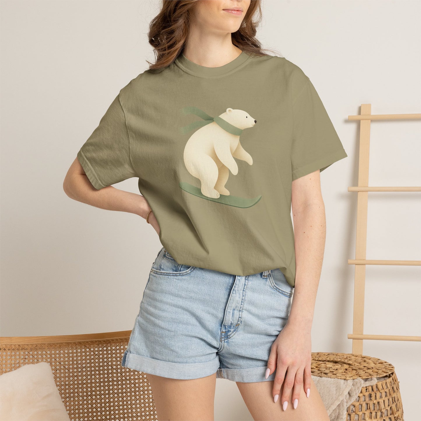 Comfort Colors Polar Bear Snowboard Tee