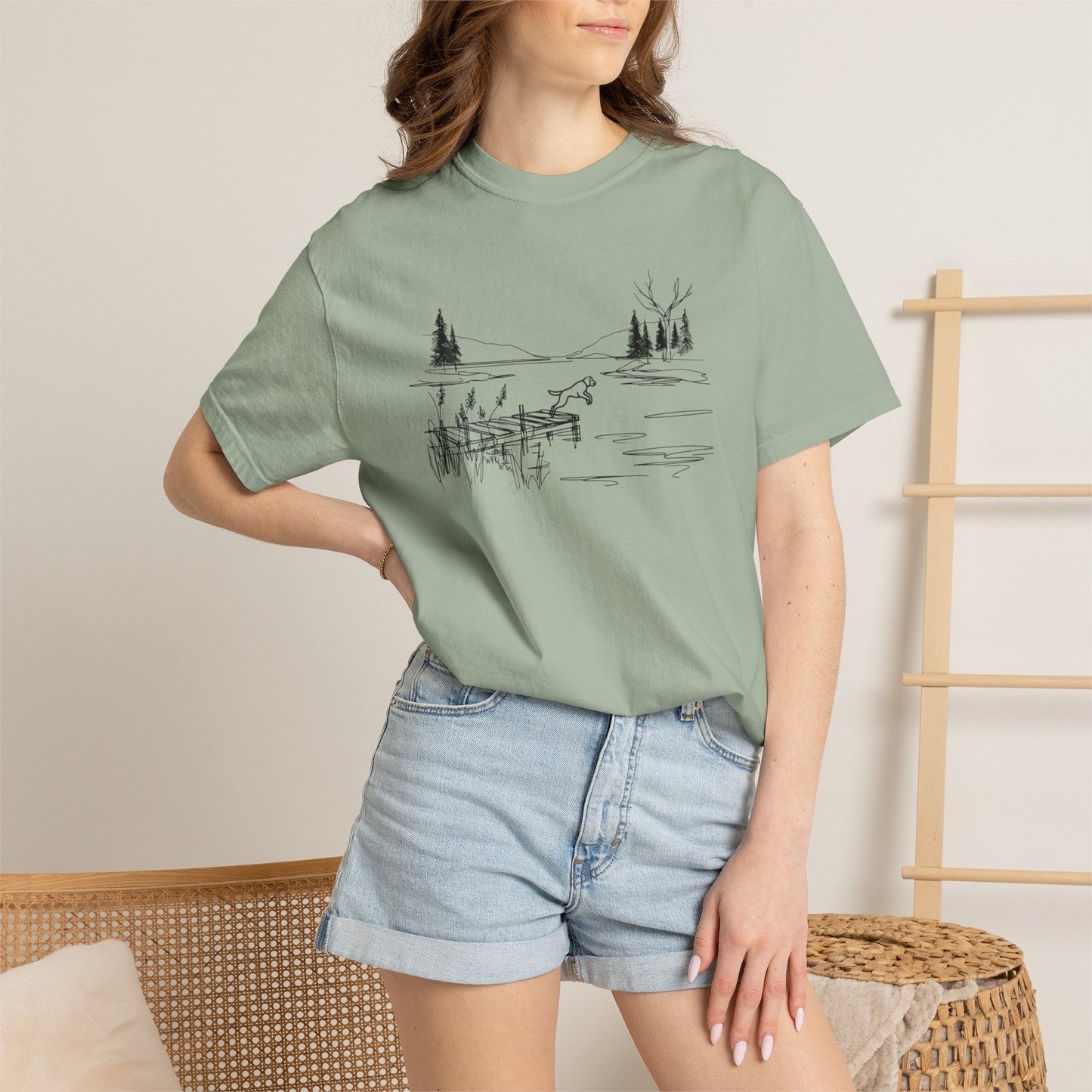 Minimalist Lake Dog Comfort Colors Tee
