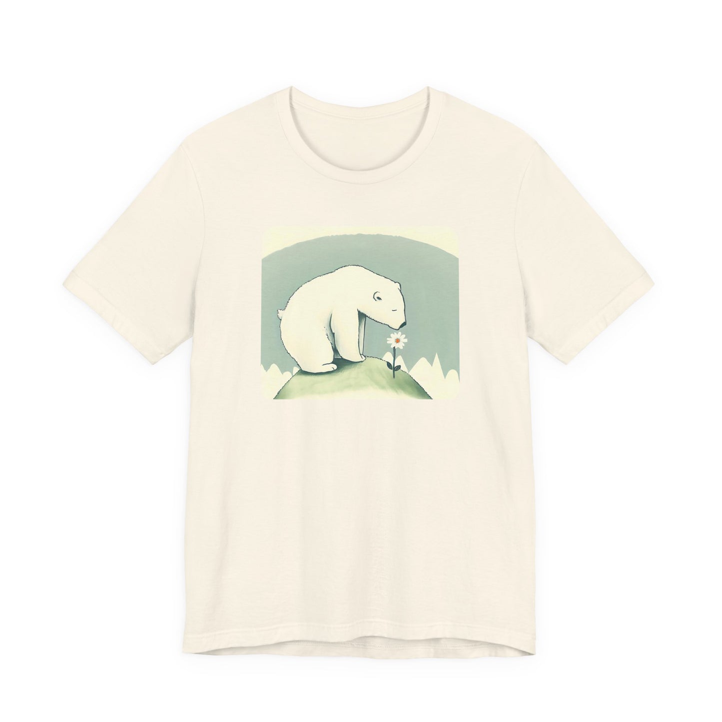 Polar Bear & Daisy Tee | Gentle Nature-Inspired Graphic Shirt