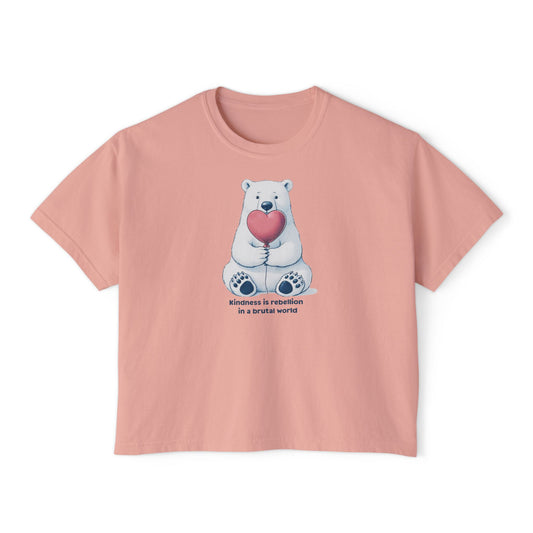 Kindness is Rebellion Polar Bear Boxy Tee | Polar Den Impact Series