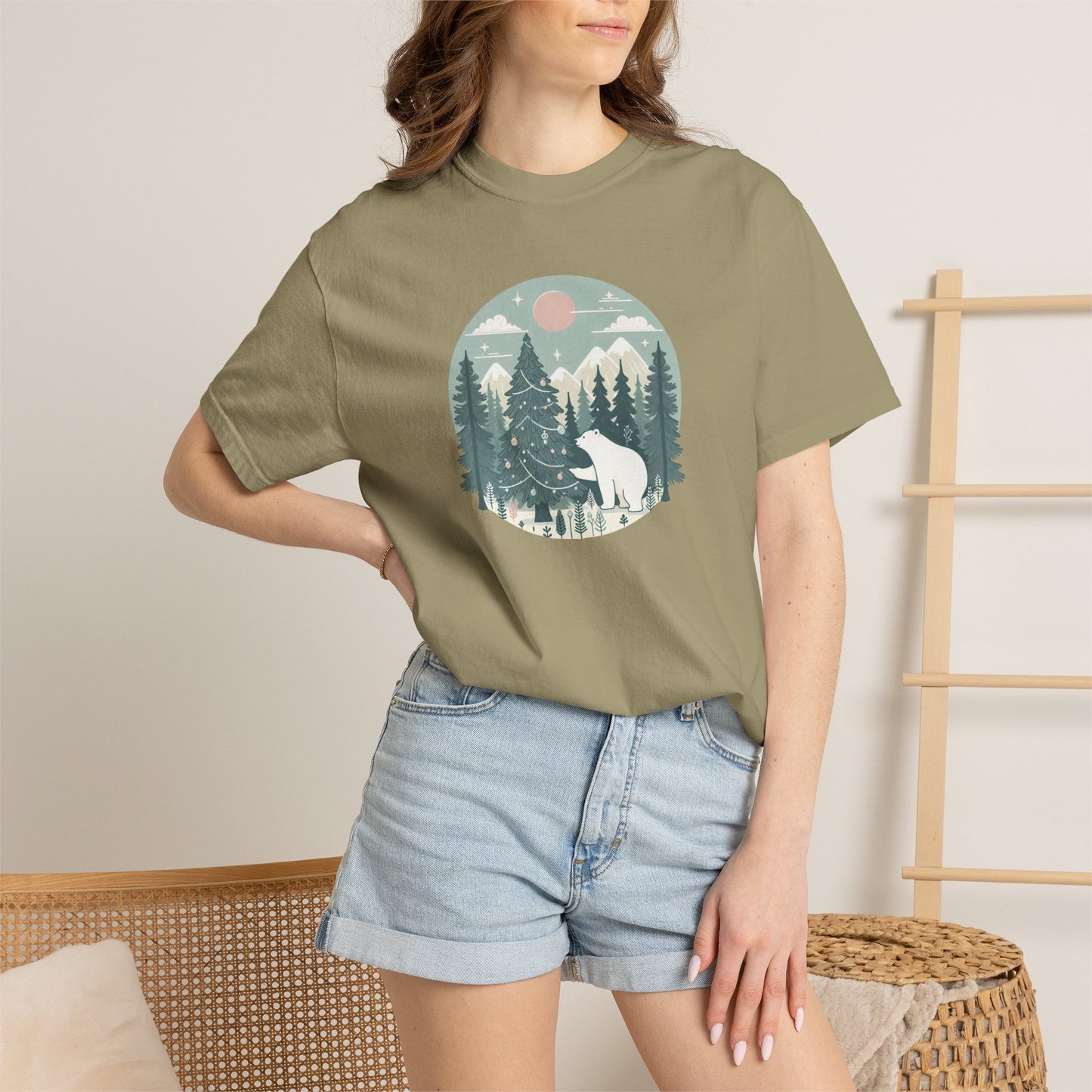 Winter Forest Polar Bear Comfort Colors Tee