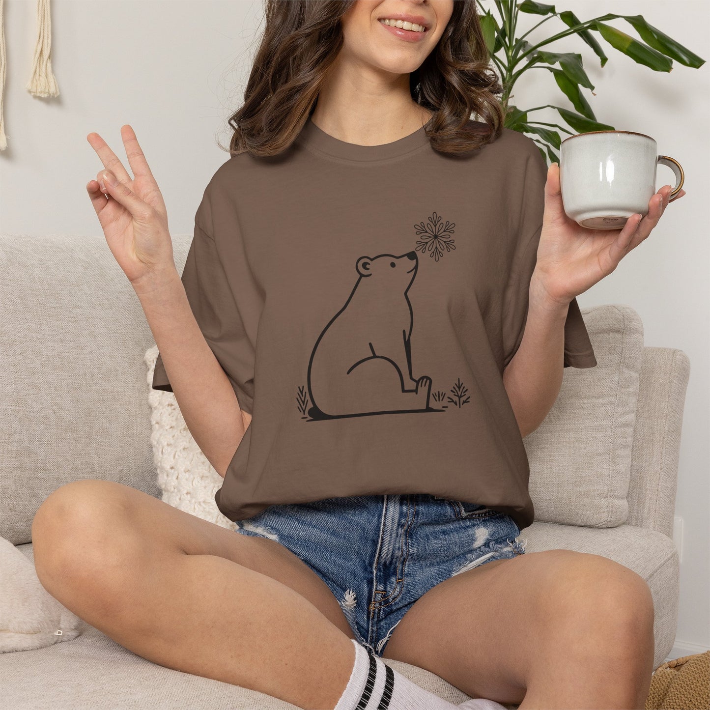 Comfort Colors Polar Bear Snowflake Tee