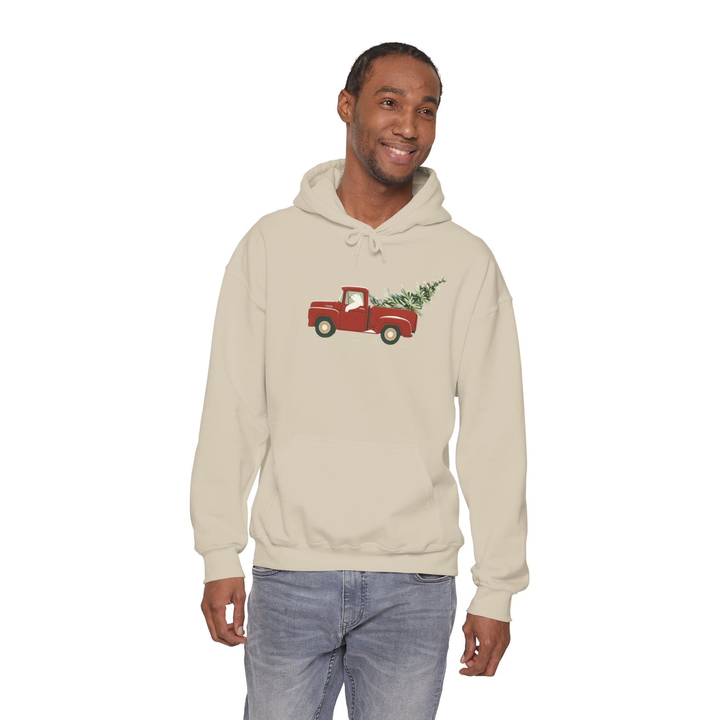 Polar Bear Christmas Truck, Heavyweight Hoodie