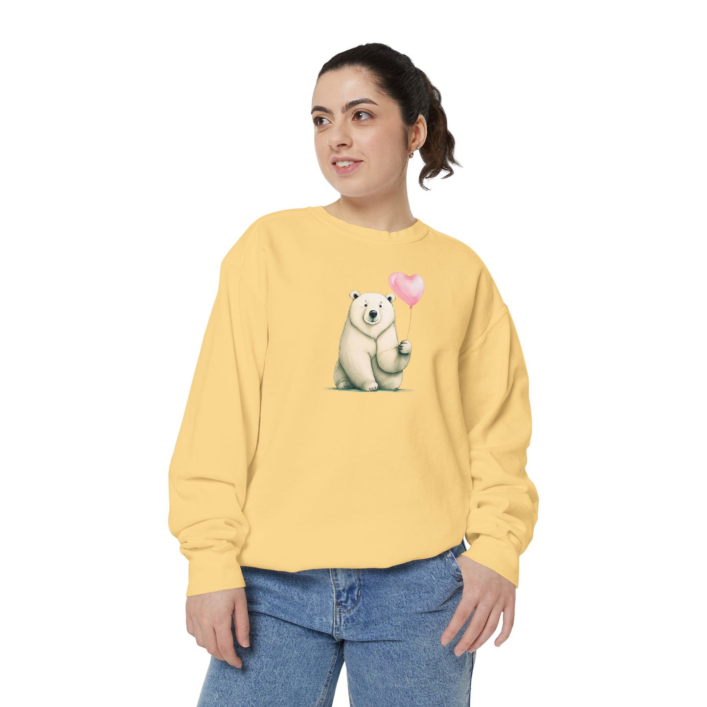Polar Bear Heart Balloon Comfort Colors Sweatshirt