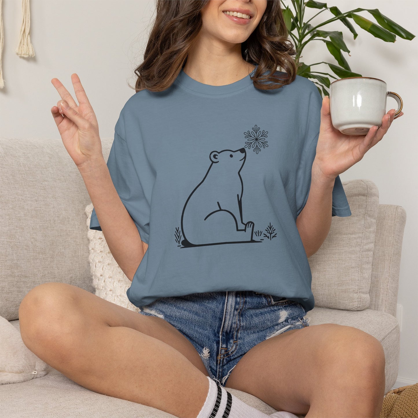 Comfort Colors Polar Bear Snowflake Tee