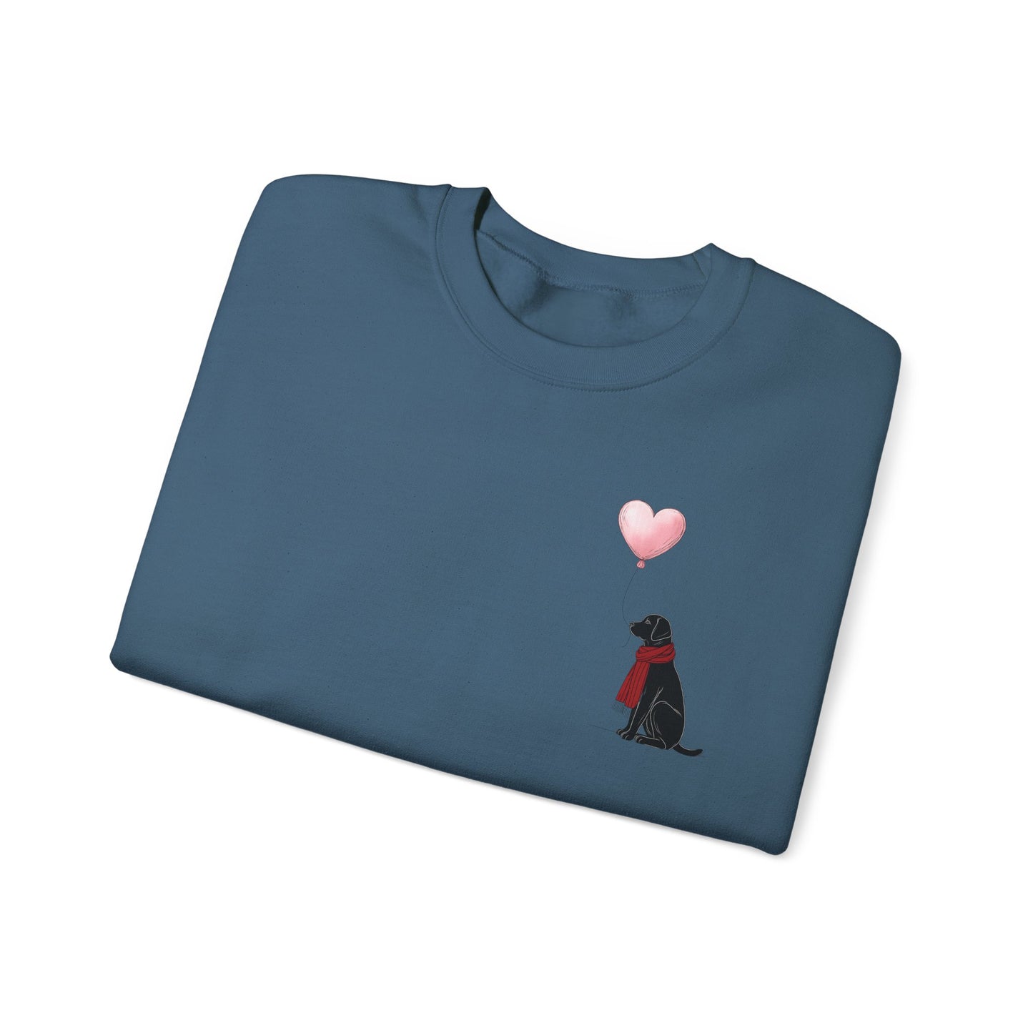 Black Labrador with Heart Balloon Sweatshirt