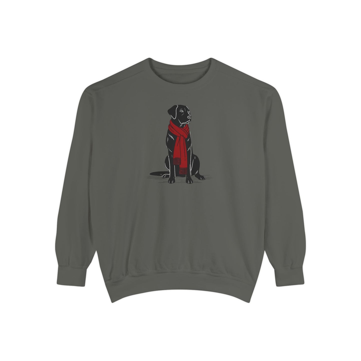 Black Lab Red Scarf Sweatshirt