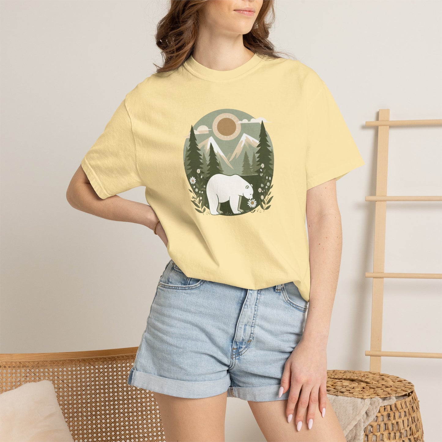 Polar Bear Evergreen Comfort Colors Tee