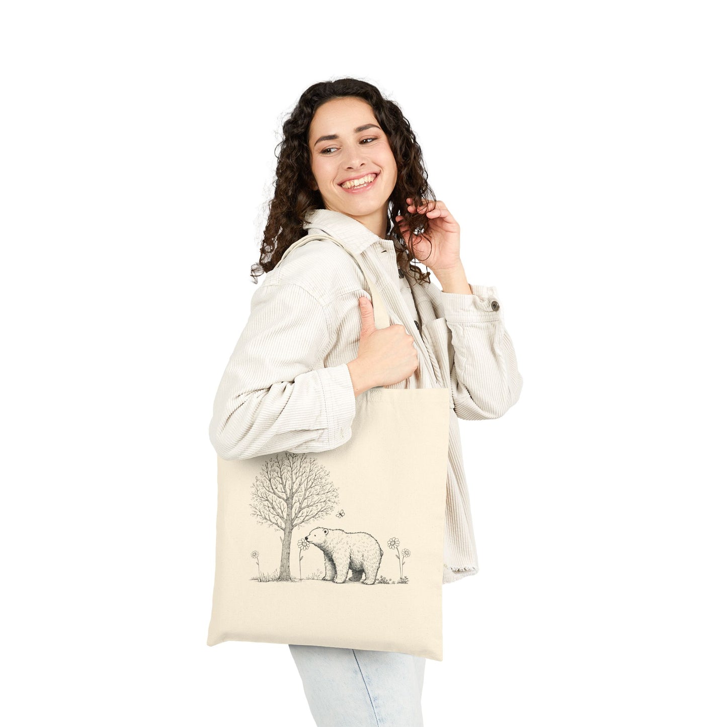 The Meadow Bear – Botanical Canvas Tote Bag