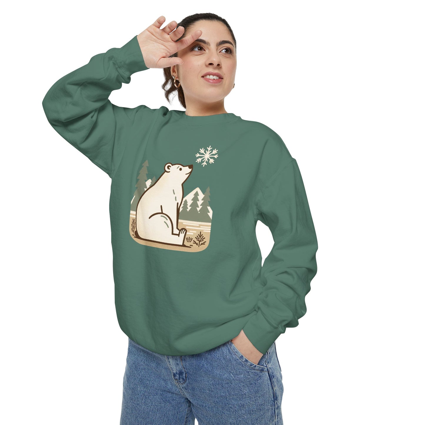 Polar Bear Snowflake Comfort Colors Sweatshirt