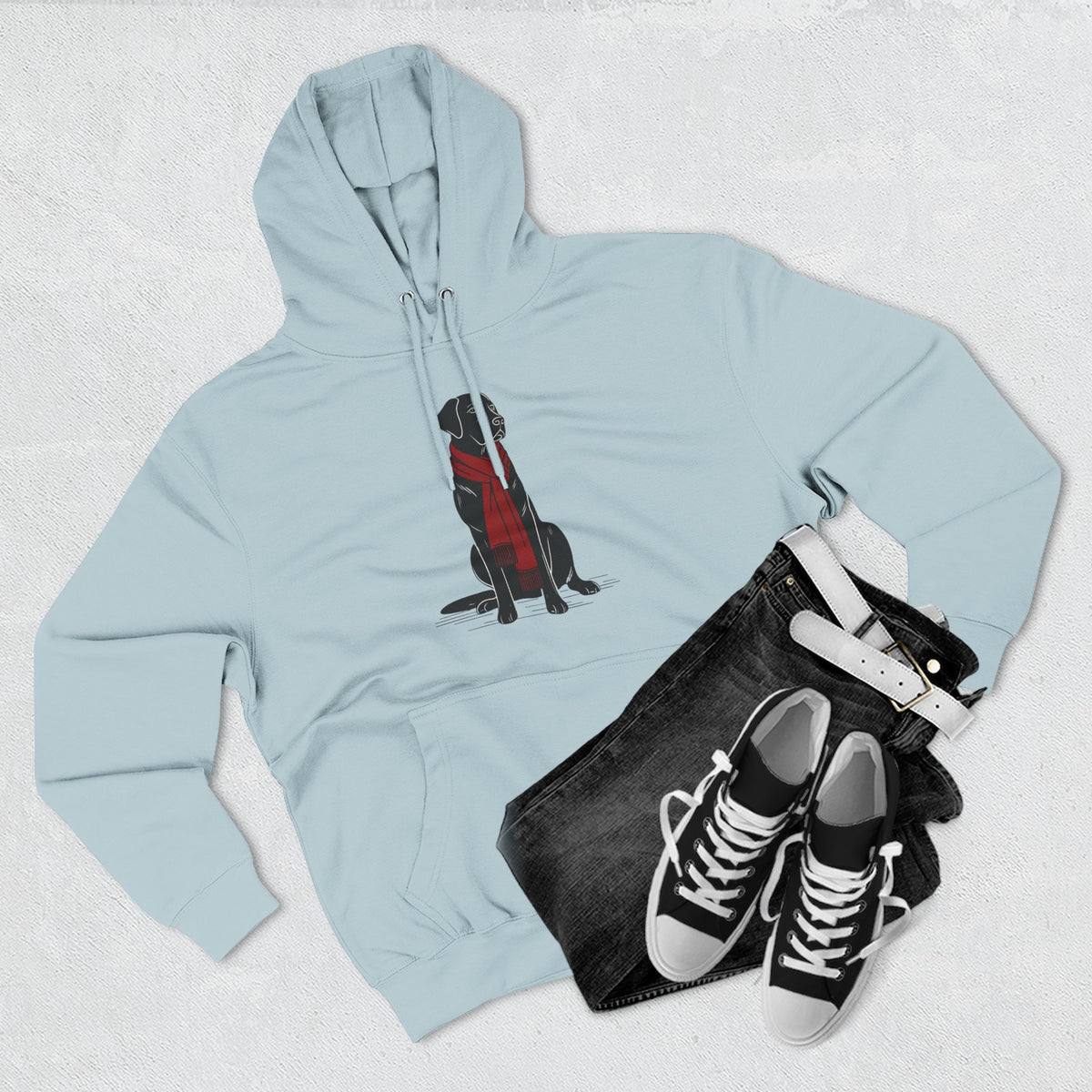 Black Lab Hoodie | Labrador Retriever Dog Sweatshirt with Red Scarf