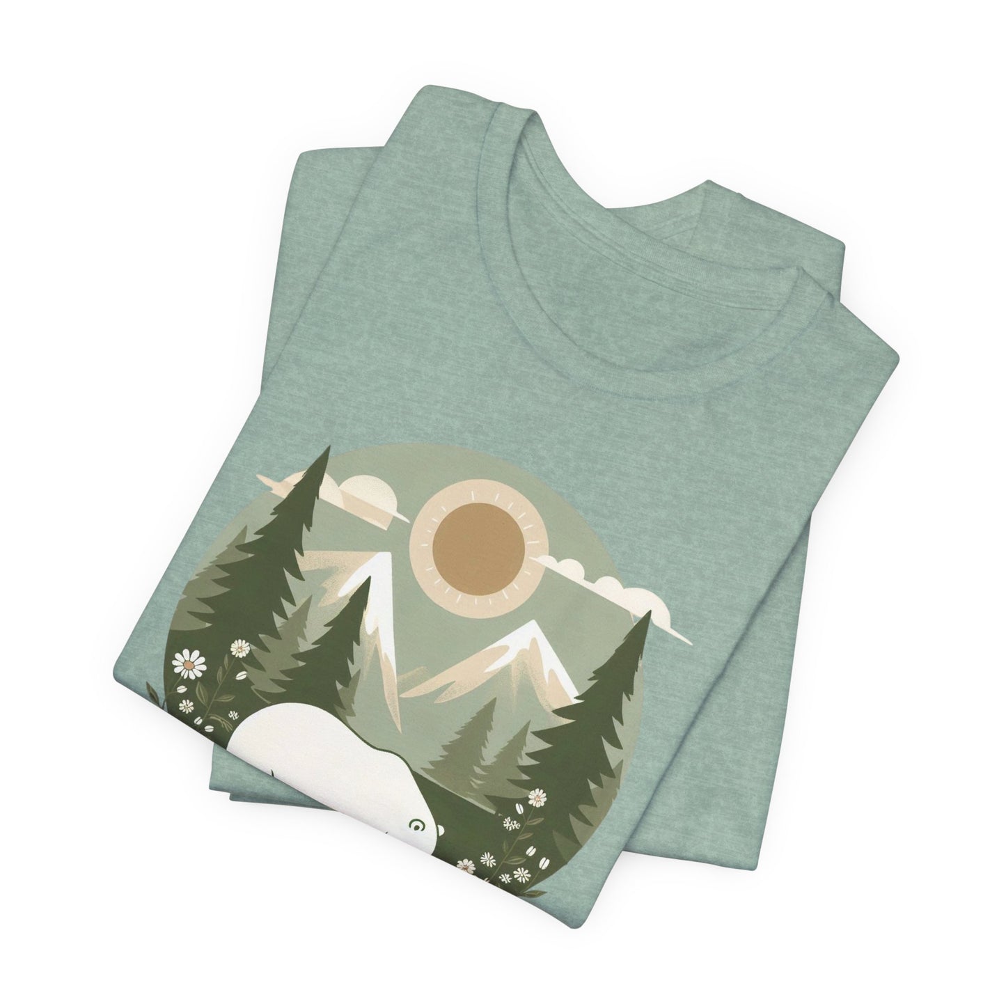 Polar Bear & Daisy Tee – Serene Nature Graphic Shirt for Animal Lovers