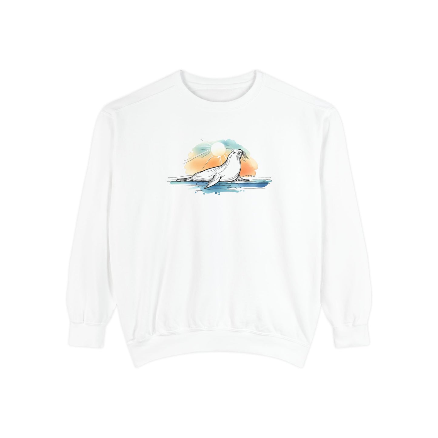 The Sunrise Seeker Watercolor Sea Lion Sweatshirt | Shoreline  Den