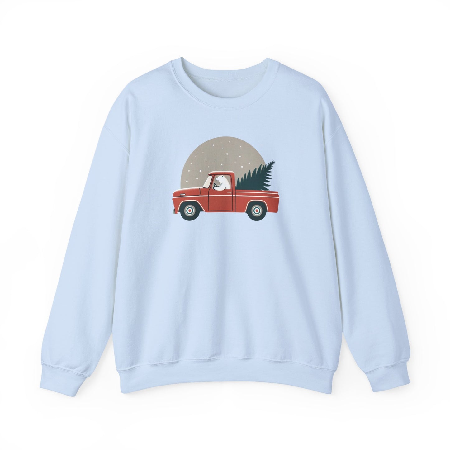 Moonlit Haul, Polar Bear Christmas Truck Design Sweatshirt