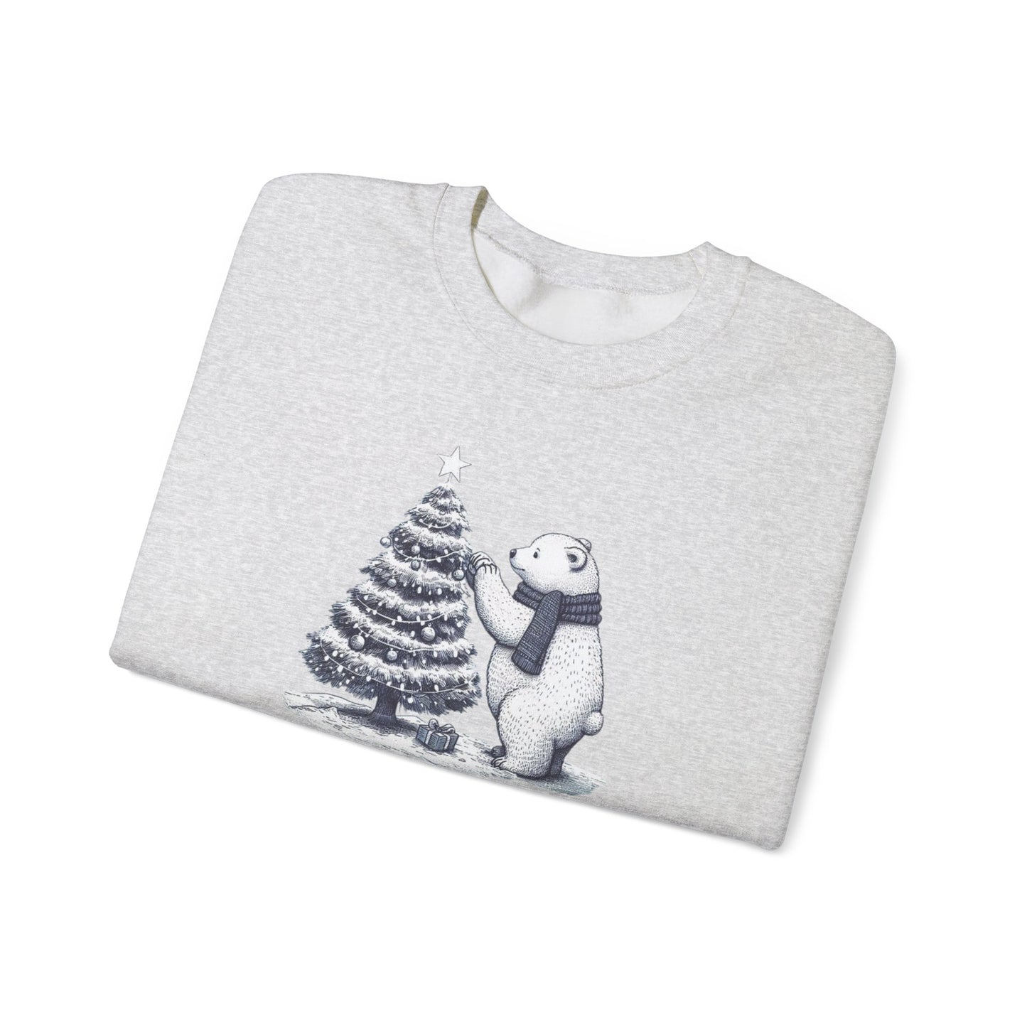 Polar Bear Winter Sweatshirt, Cozy Christmas Tree Graphic Crewneck