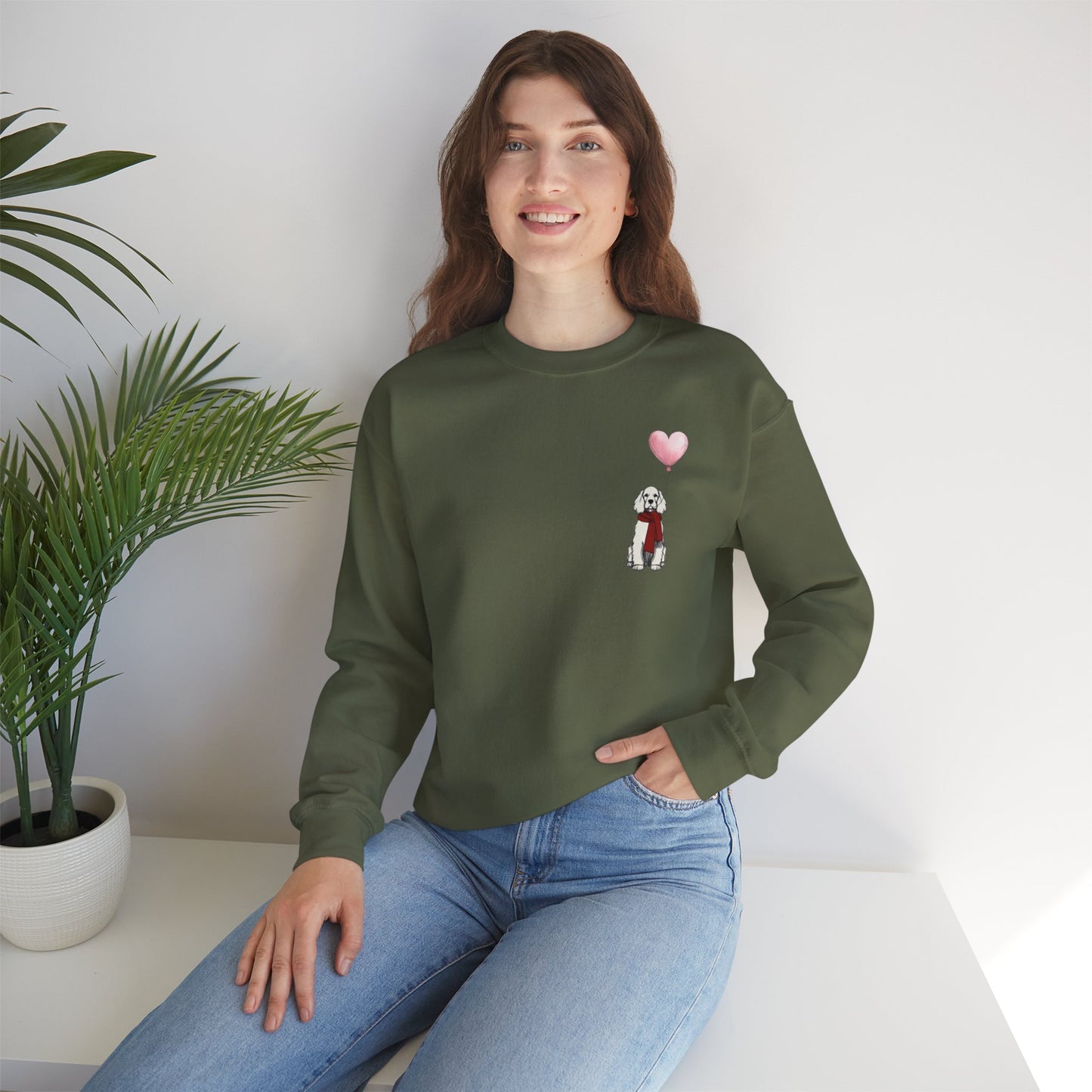 Cocker Spaniel with Heart Balloon Sweatshirt
