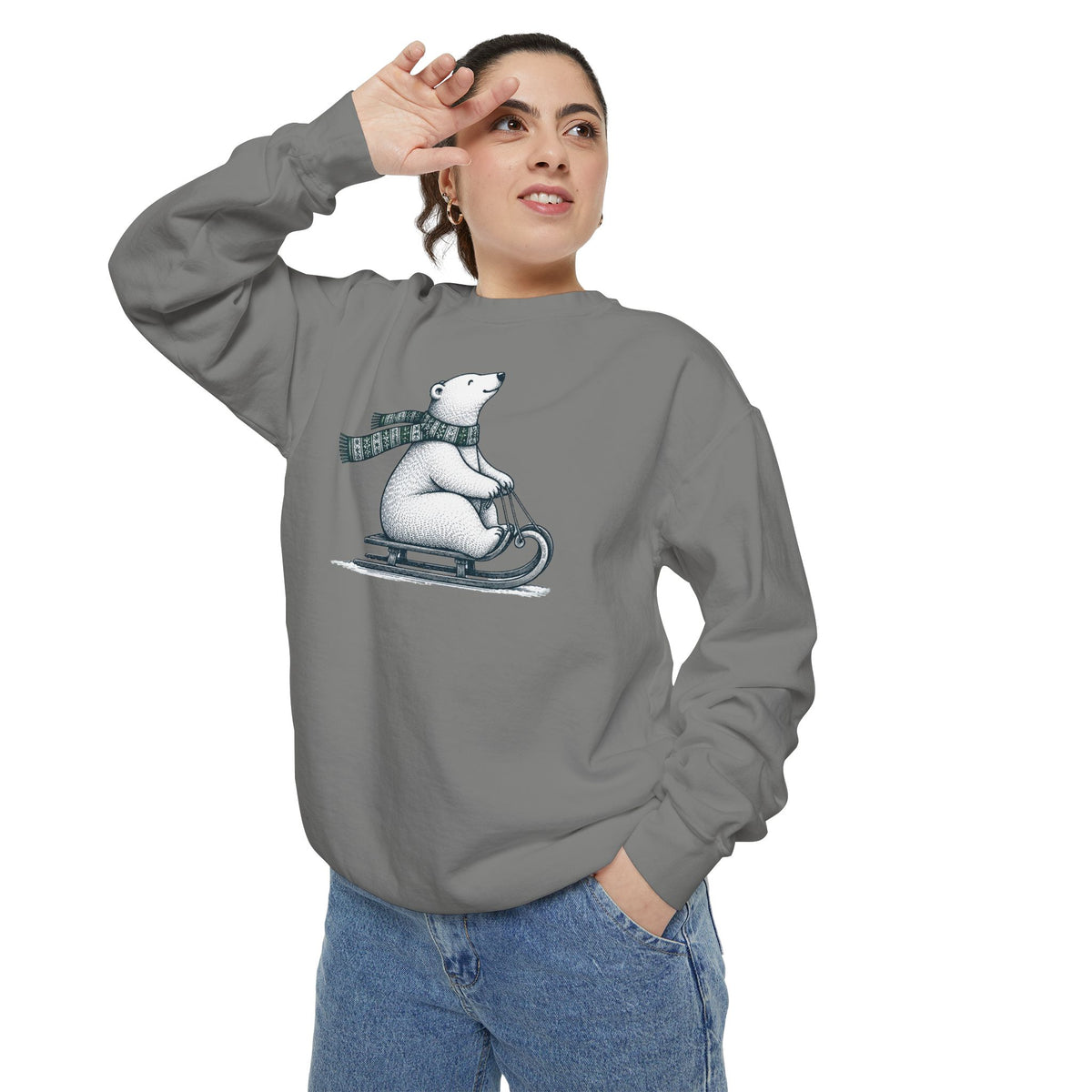 Polar Bear Sledding Sweatshirt | Cozy Winter Bear