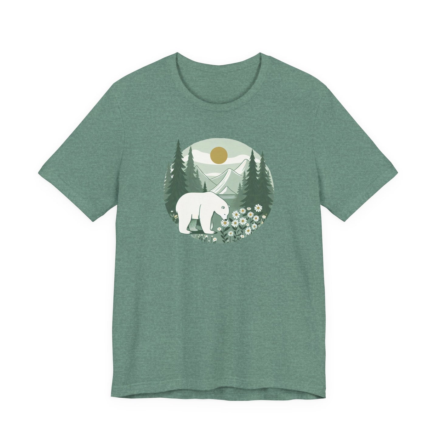 Polar Bear in the Pines Tee | Nature-Inspired Graphic T-Shirt