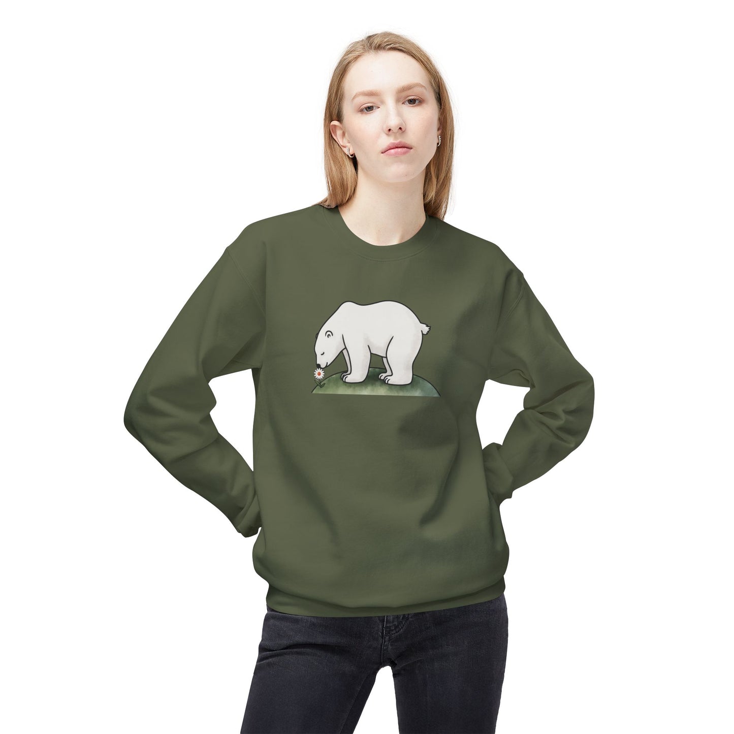 Minimalist Polar Bear Sweatshirt | Cozy Nature Design by Stompy Paws