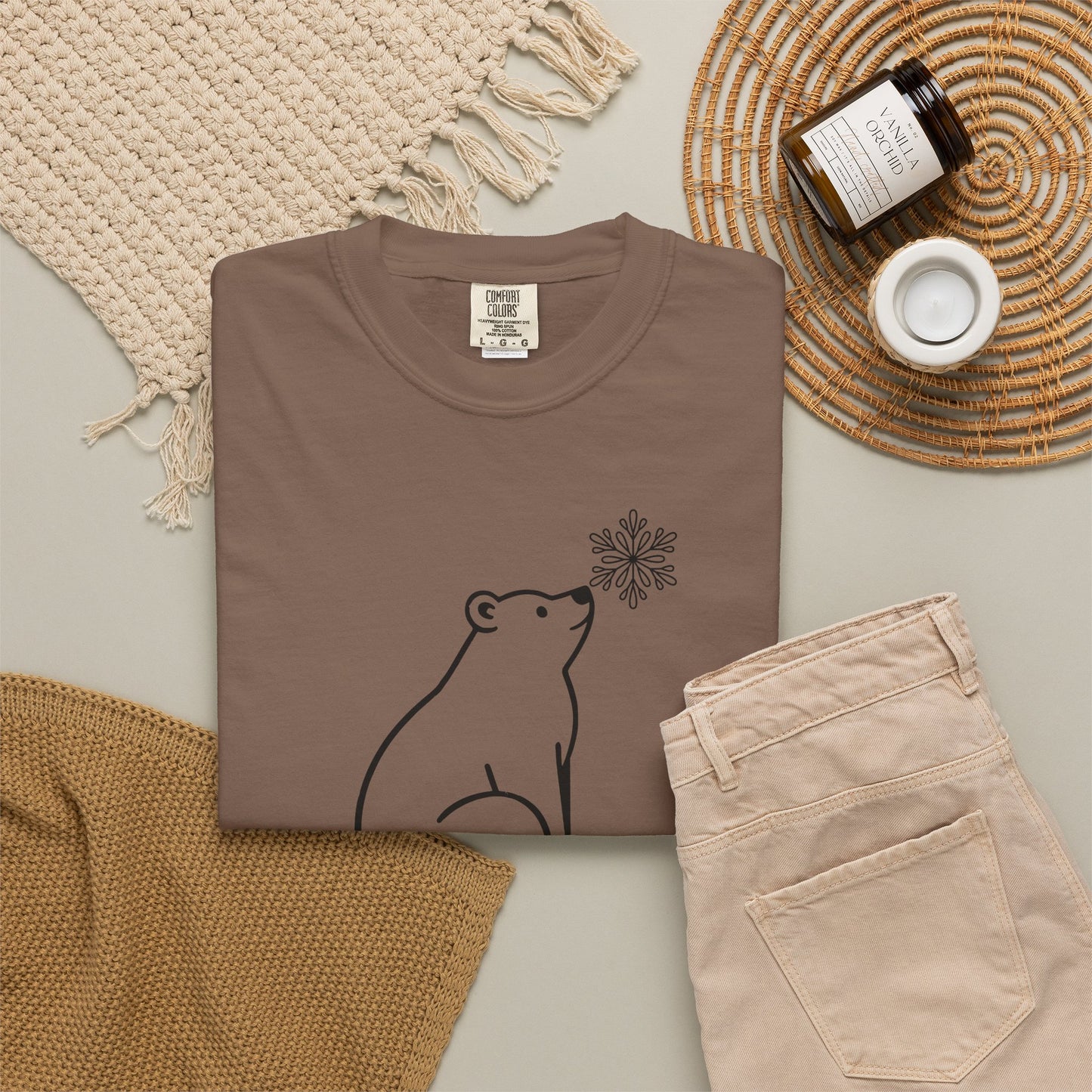 Comfort Colors Polar Bear Snowflake Tee