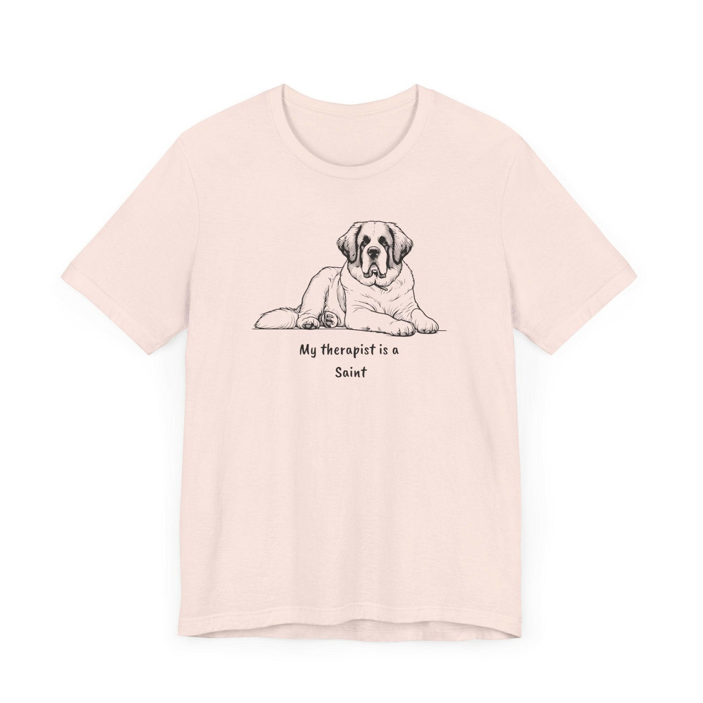 Graphic Tee - Saint Bernard Lover's Therapist Printed T-Shirt - "My therapist is a Saint"