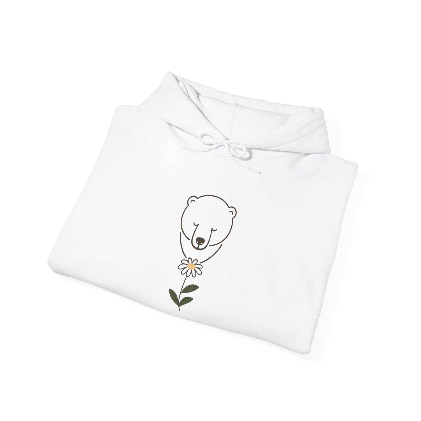 Minimalist Polar Bear & Daisy Hoodie