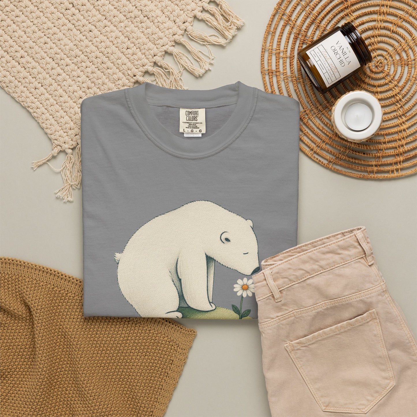 Polar Bear & Daisy Comfort Colors T-Shirt