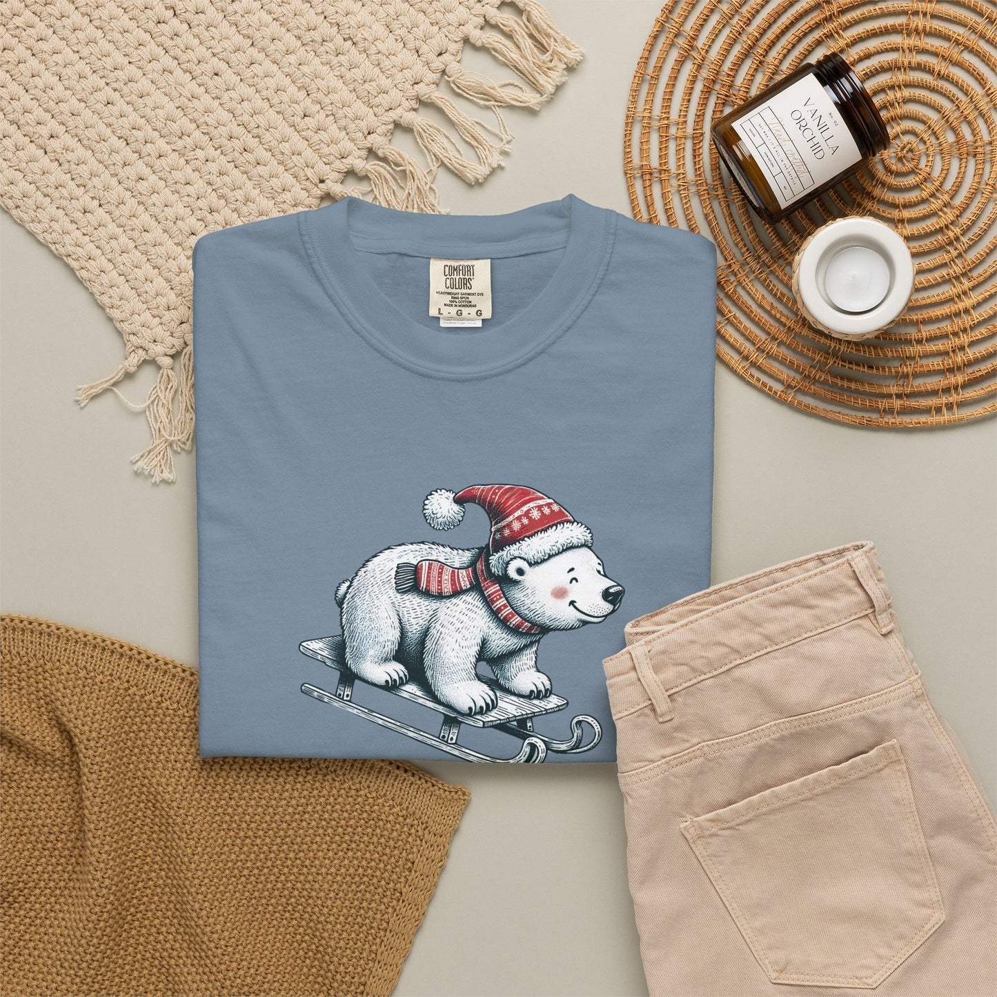 Let It Snow Polar Bear Comfort Colors Tee
