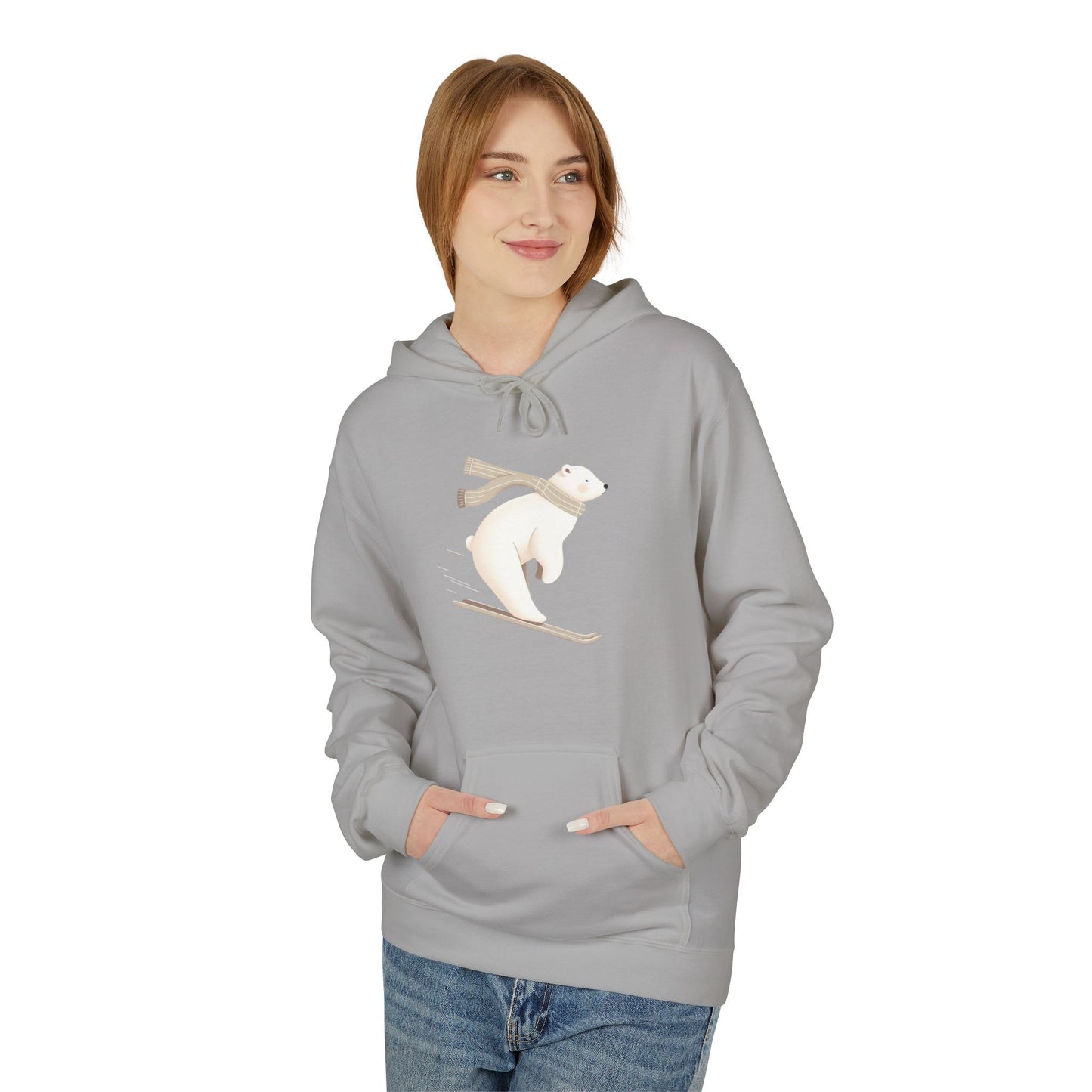 Skiing Polar Bear Winter Hoodie