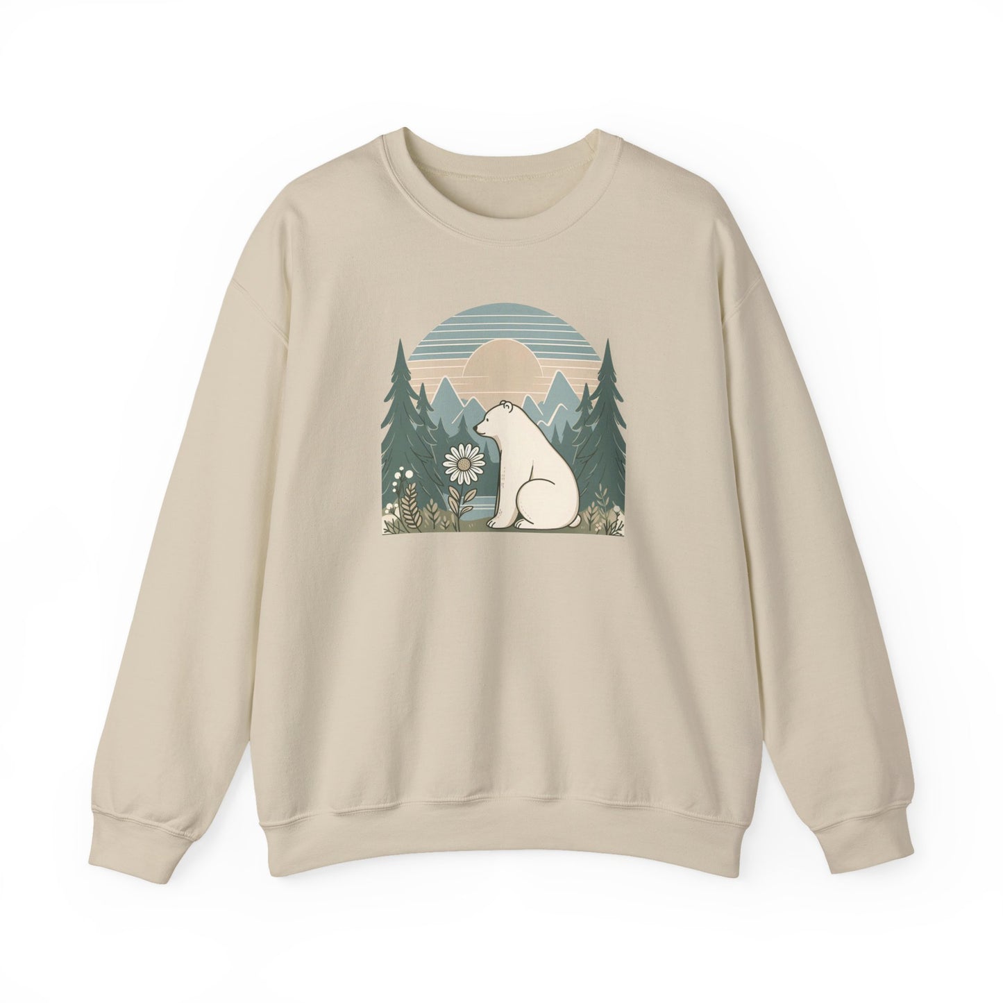 Polar Bear Daisy Sweatshirt | Cozy Nature Graphic Pullover