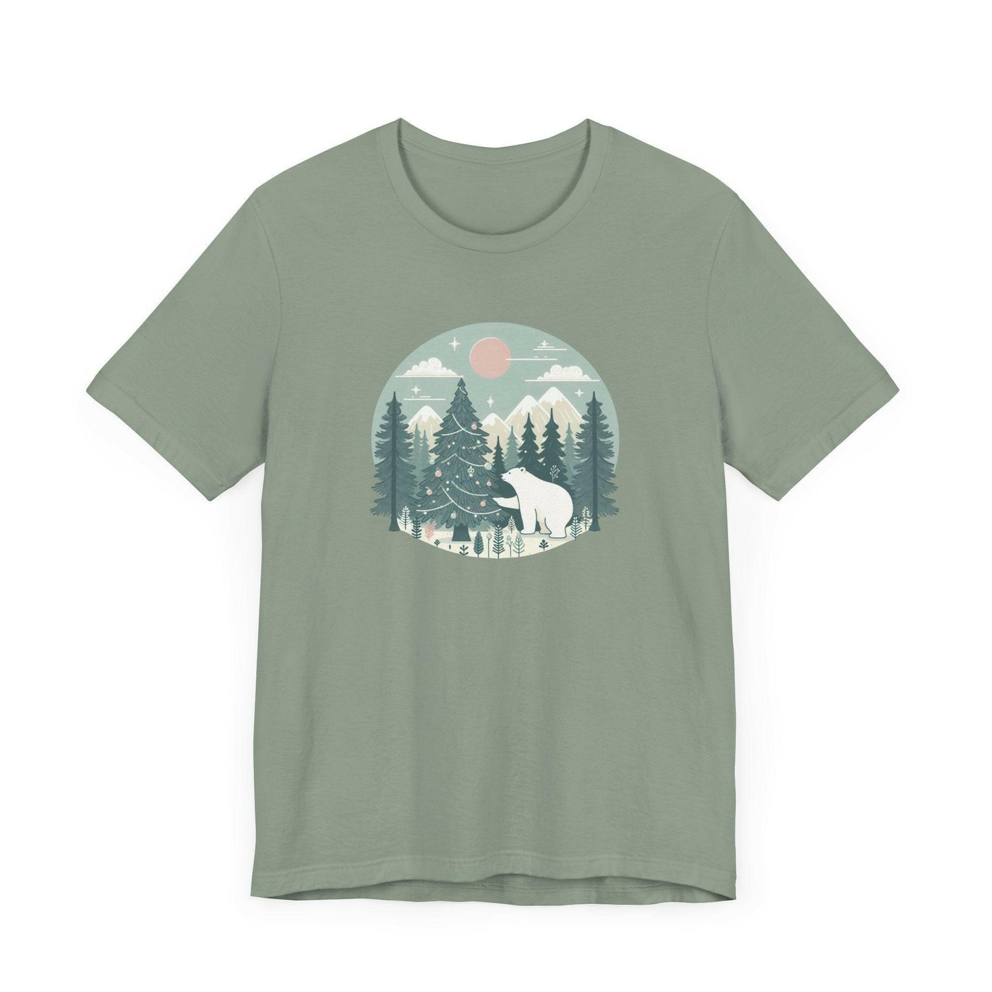 Polar Bear Decorating Christmas Tree Tee - Stompy Paws