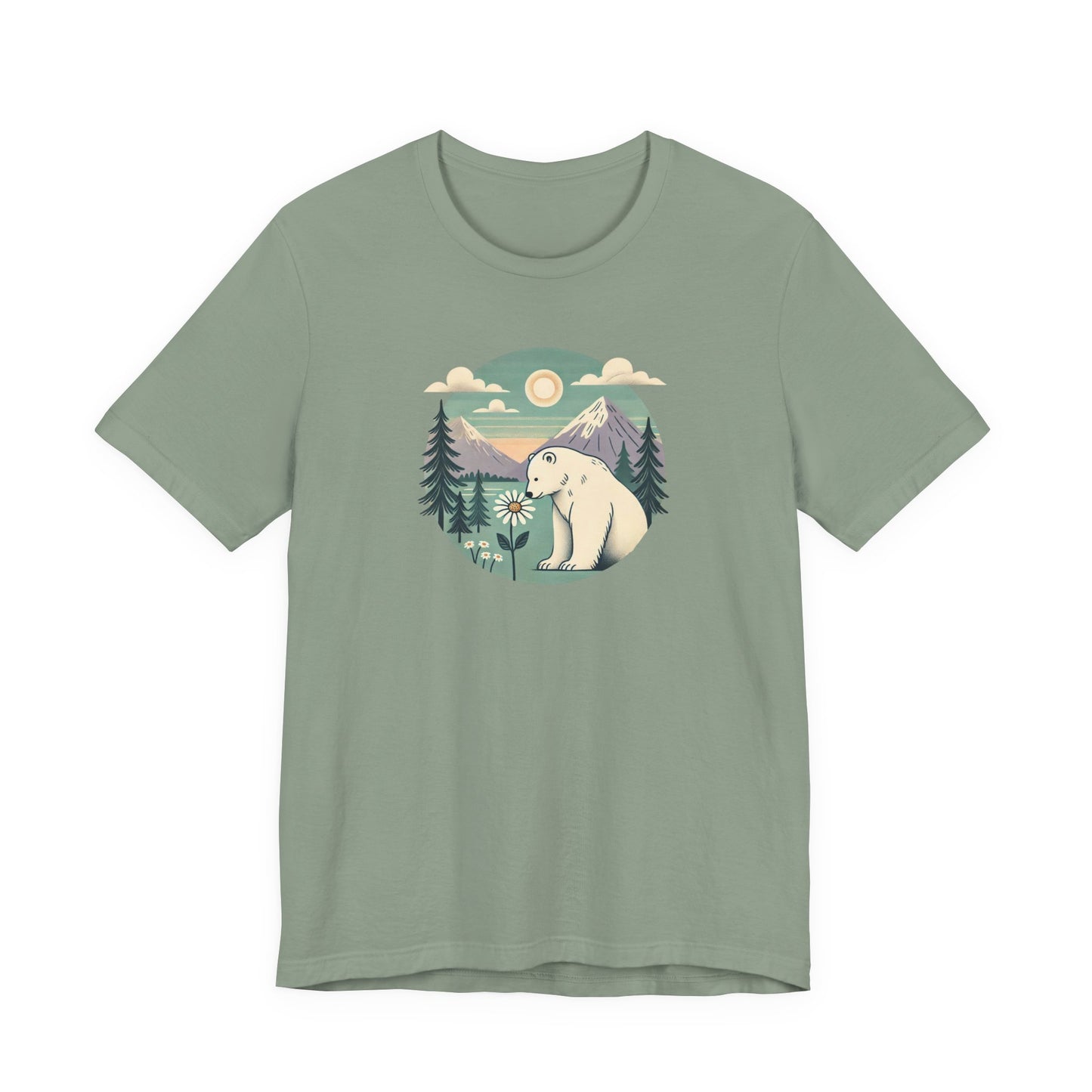 Sunset Polar Bear Tee | Nature-Inspired Mountain Graphic T-Shirt