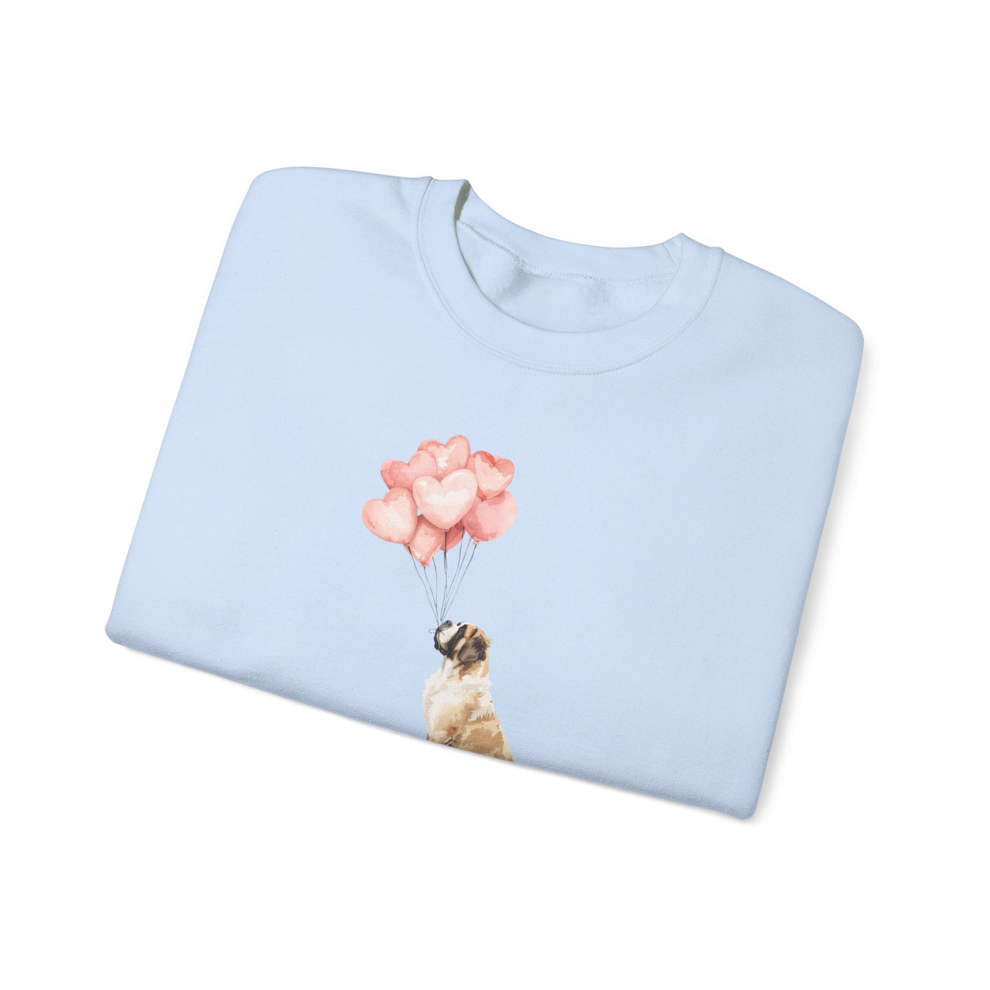 Watercolor Saint Bernard with Heart Balloons Sweatshirt