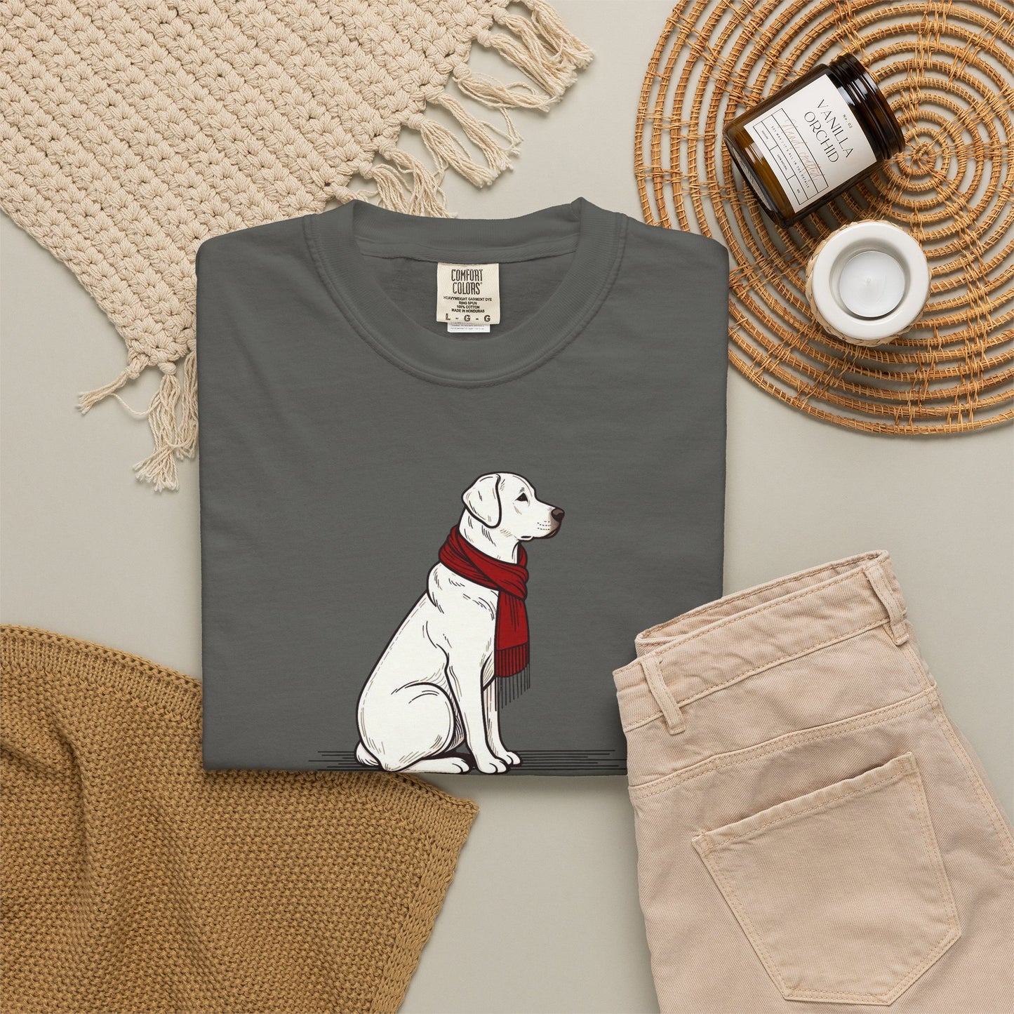Red Scarf Dog Tee