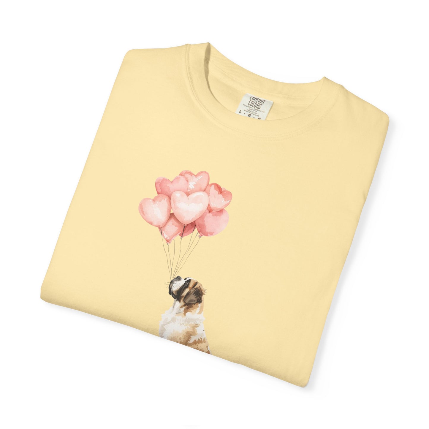 Saint Bernard with Heart Balloons Comfort Colors Tee