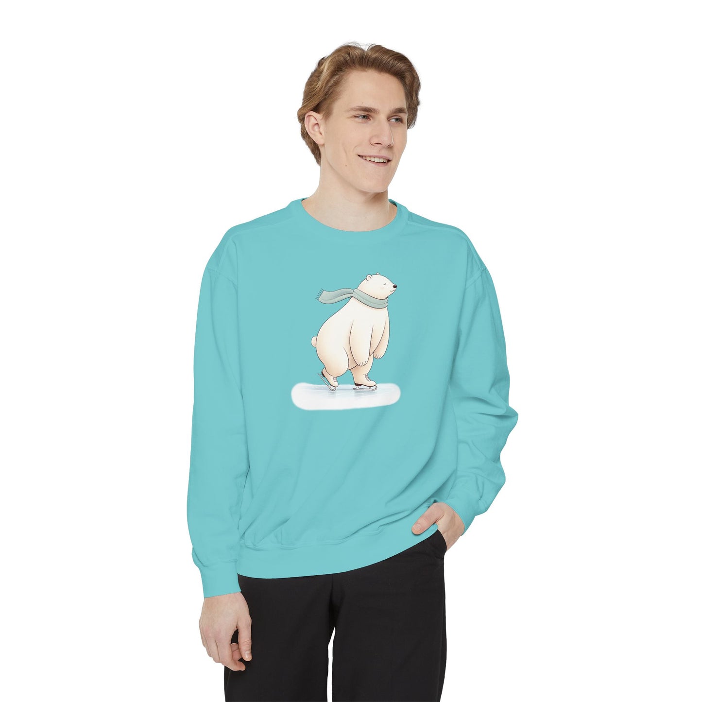 Ice Skating Polar Bear Comfort Colors Sweatshirt