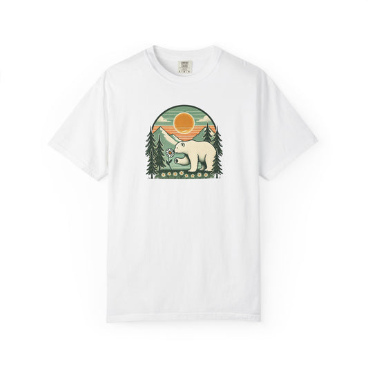 Polar Bear Daisy Sunset Comfort Colors Tee