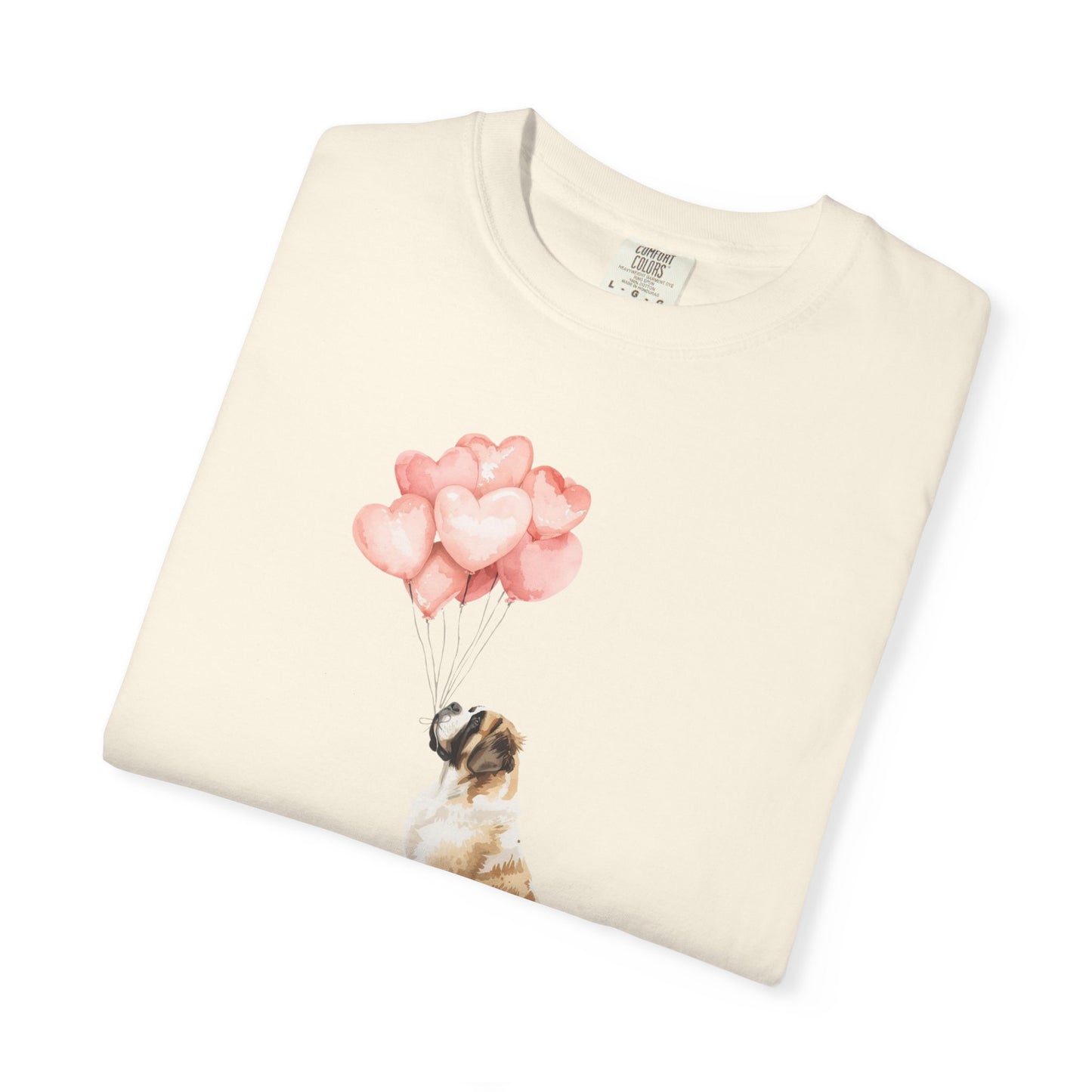 Saint Bernard with Heart Balloons Comfort Colors Tee