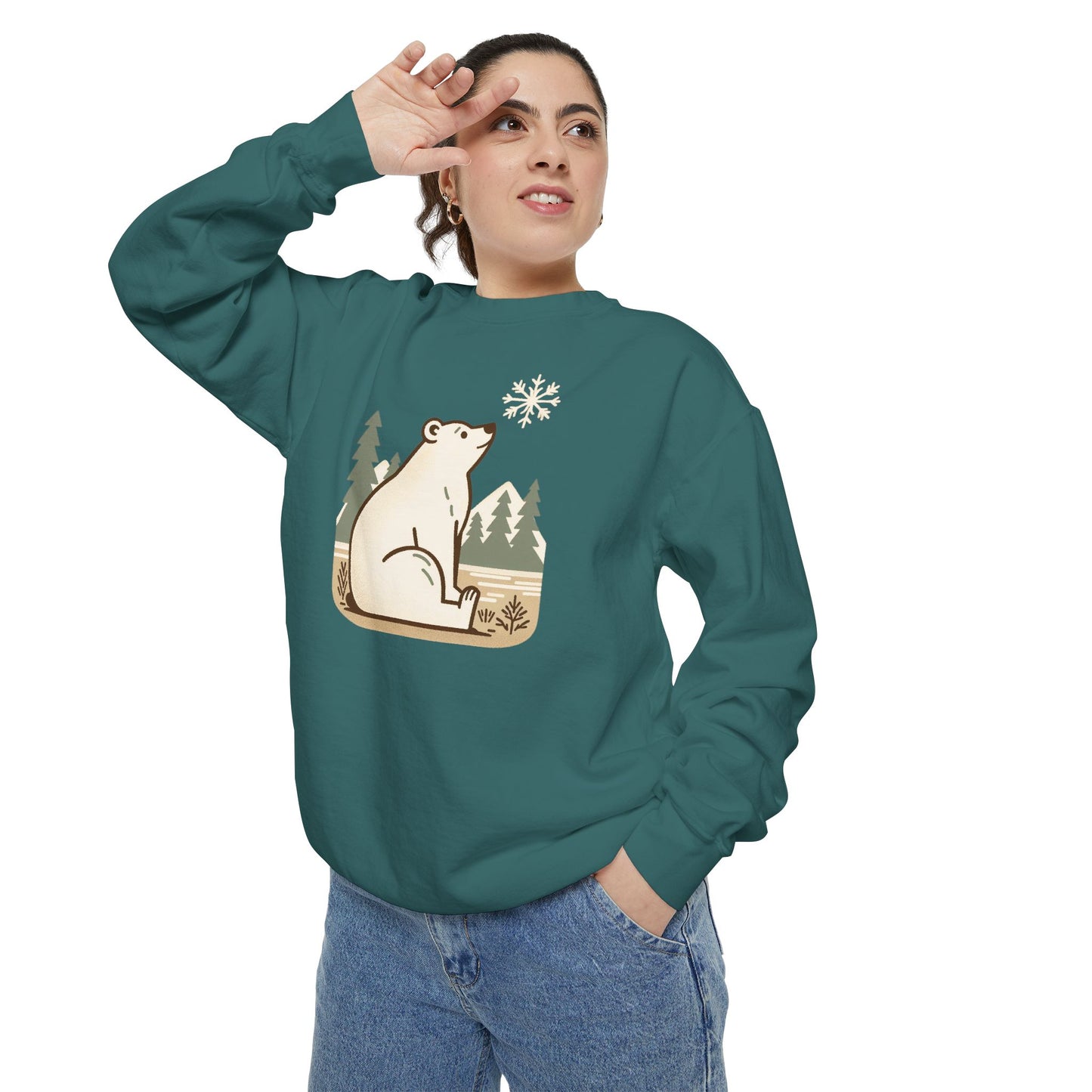 Polar Bear Snowflake Comfort Colors Sweatshirt