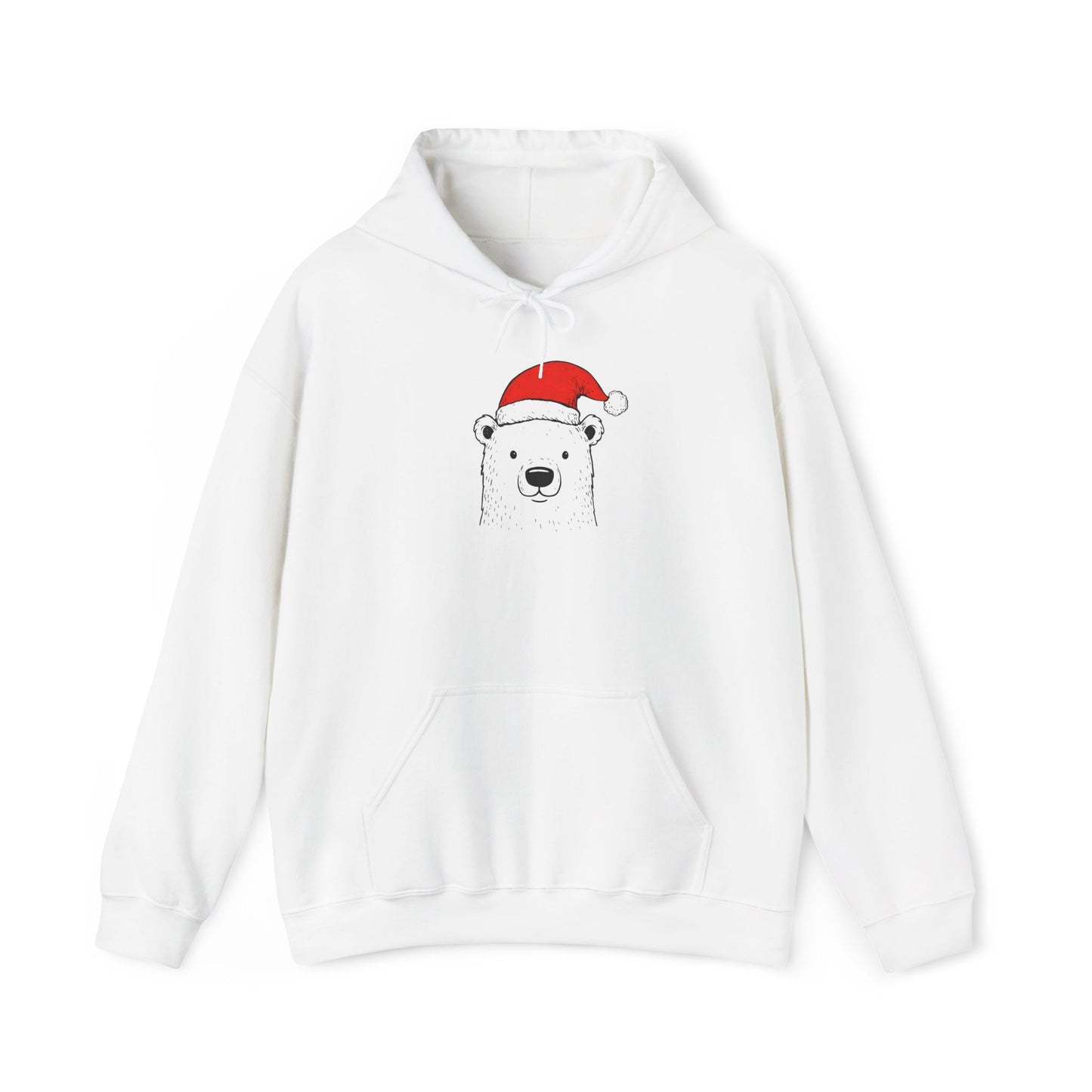 Santa Hat Polar Bear Portrait Premium Hoodie | Holiday Den Edition