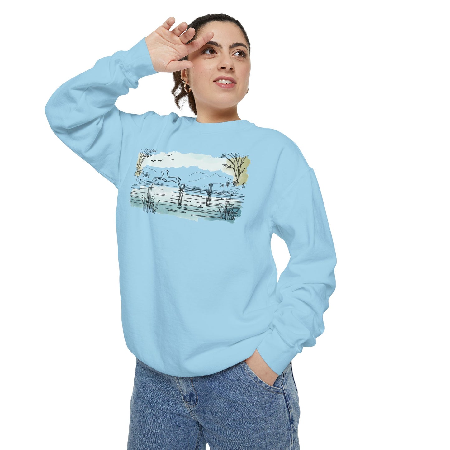 Lake Leap Dog Watercolor Tee