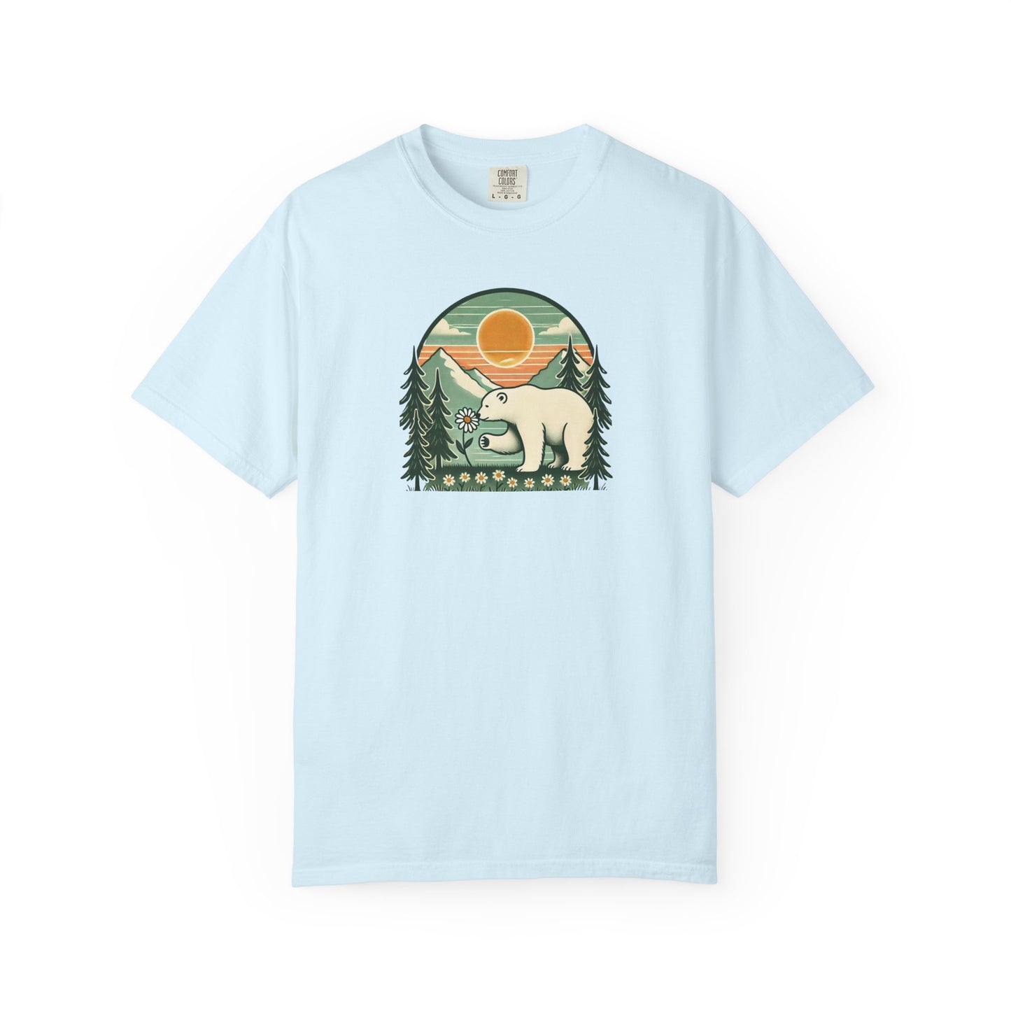 Polar Bear Daisy Sunset Comfort Colors Tee