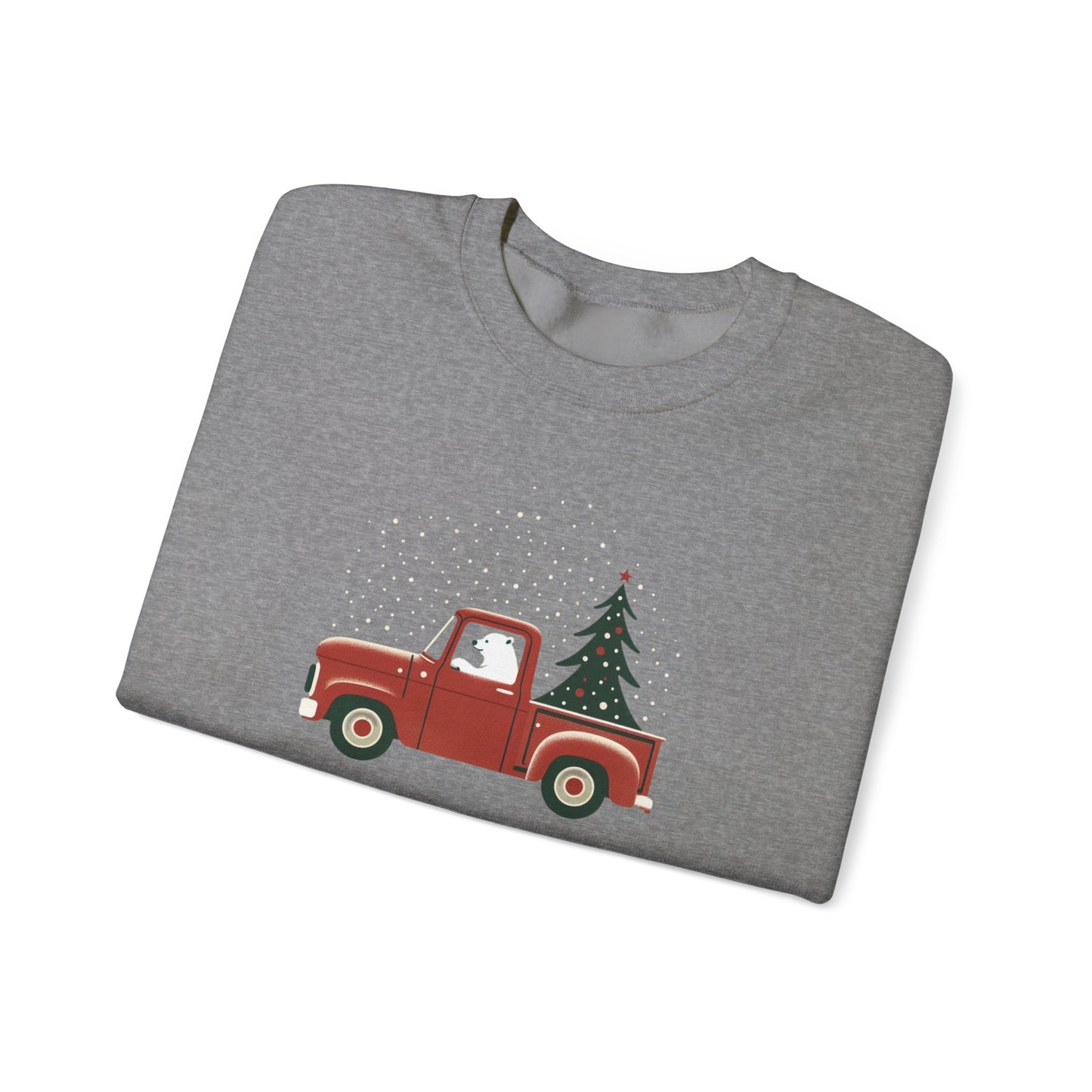 Polar Bear Holiday Haul, Vintage Red Christmas Truck Sweatshirt