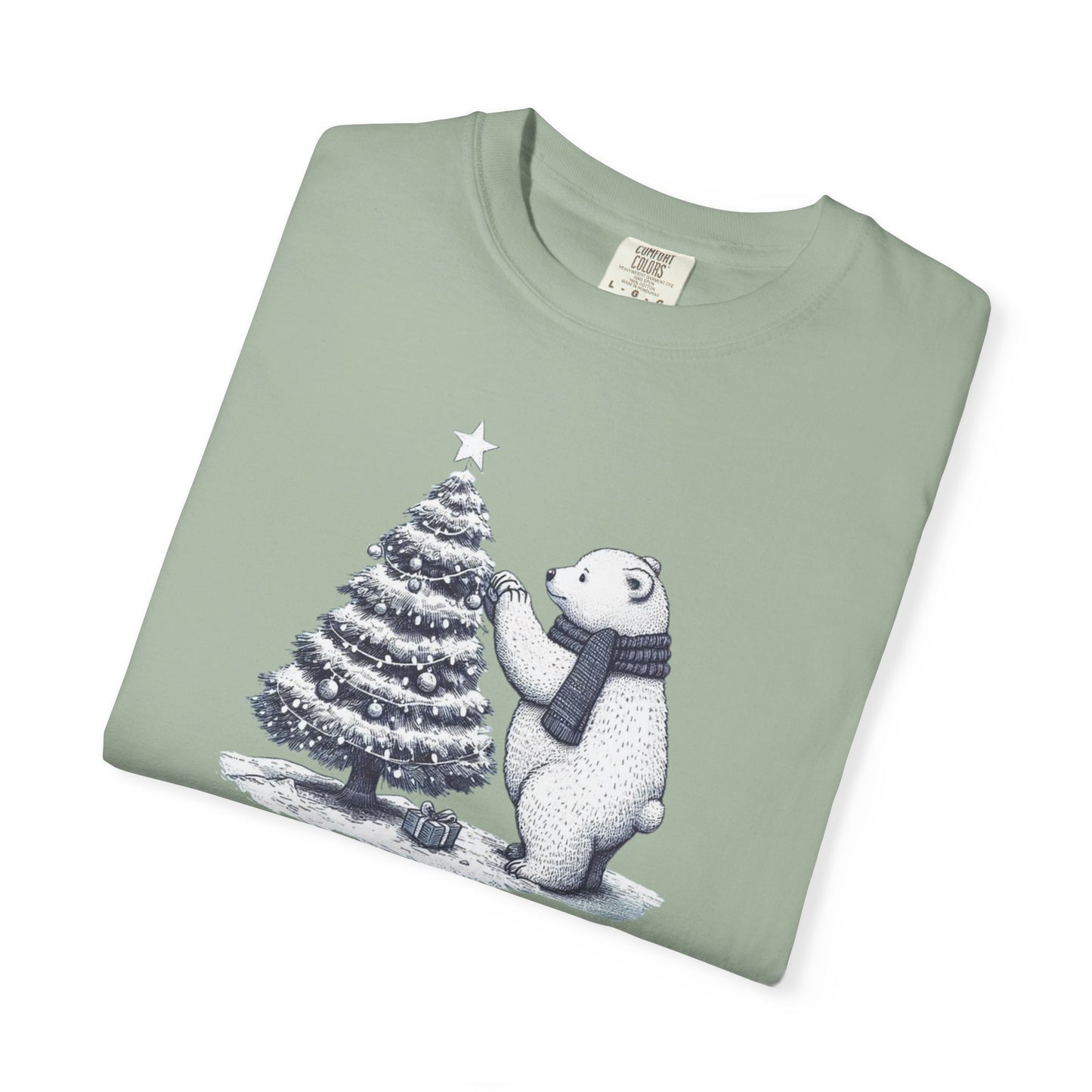 Vintage Polar Bear Christmas Tree Comfort Colors Tee