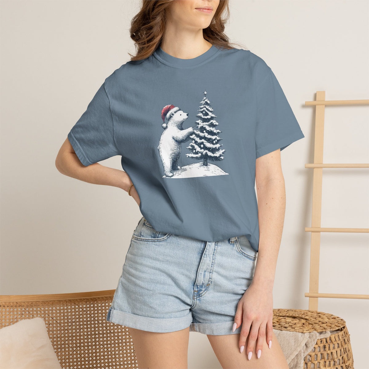 Polar Bear Christmas T-Shirt | Christmas Tree Comfort Colors Tee