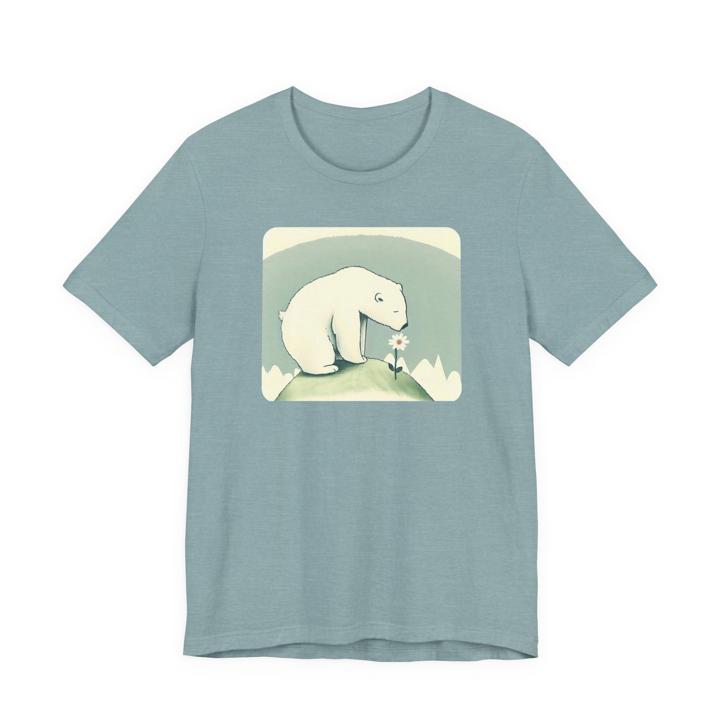 Polar Bear & Daisy Tee | Gentle Nature-Inspired Graphic Shirt