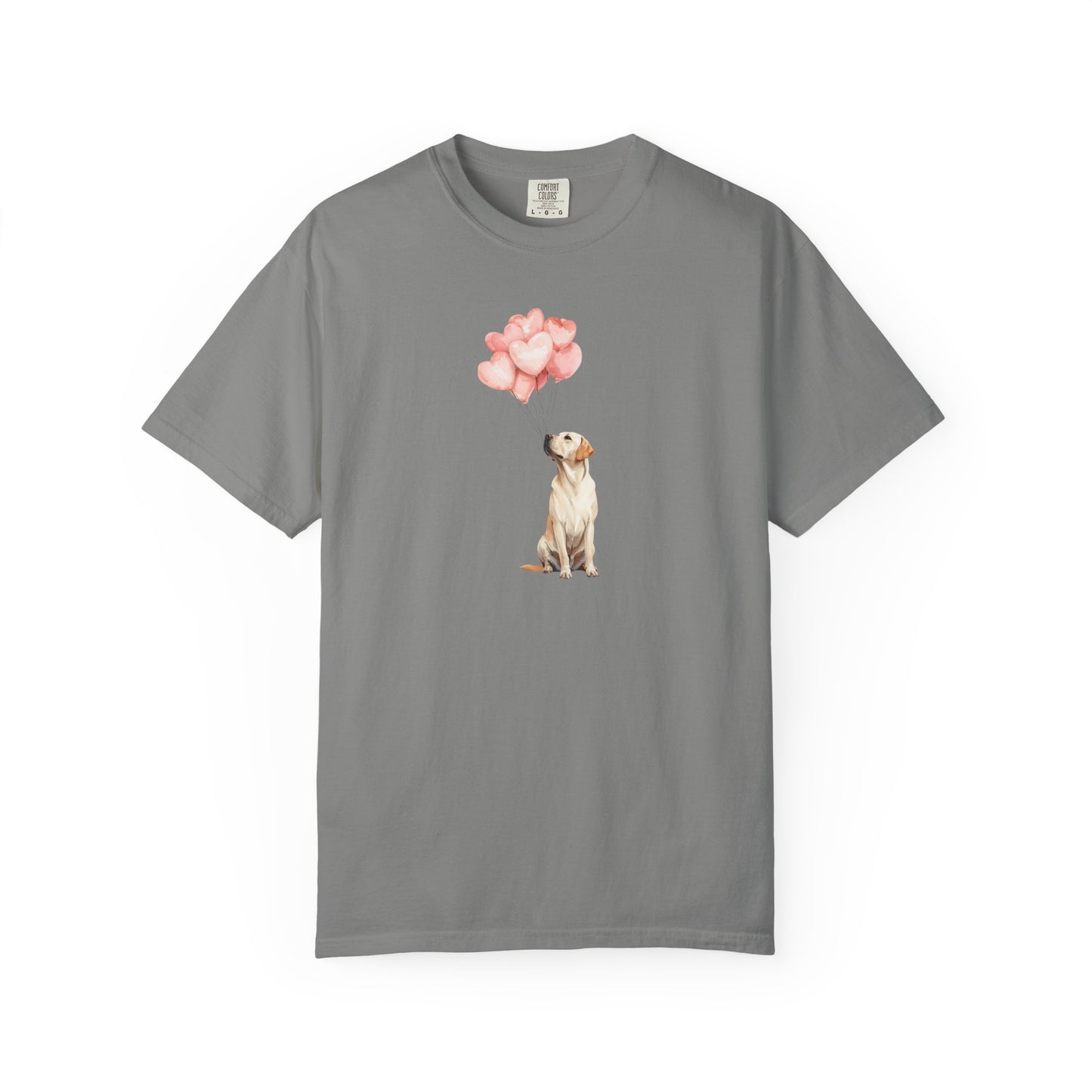 Yellow Labrador with Heart Balloons Tee