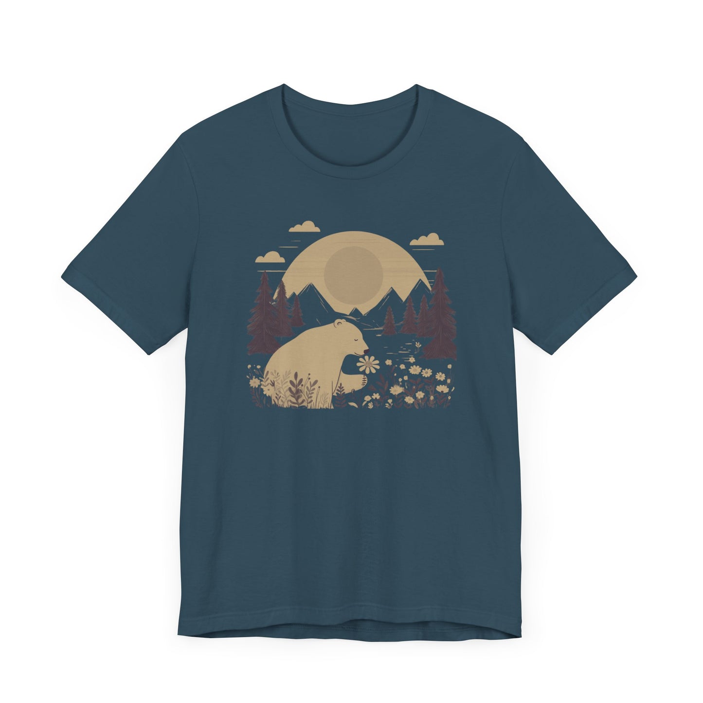 Nature's Kindness Bear Tee – Peaceful Forest Flower Scene - Stompy Paws